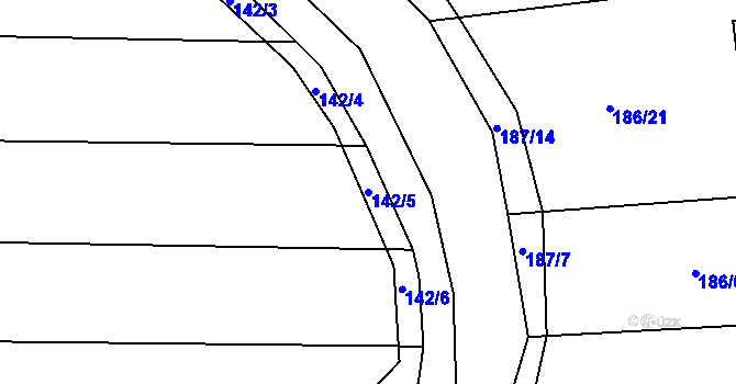 Parcela st. 142/5 v KÚ Trojovice, Katastrální mapa