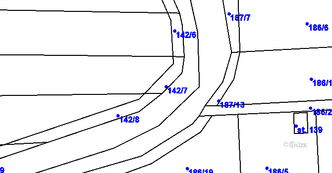 Parcela st. 142/7 v KÚ Trojovice, Katastrální mapa