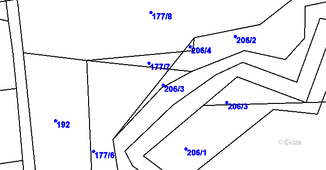 Parcela st. 206/3 v KÚ Trojovice, Katastrální mapa