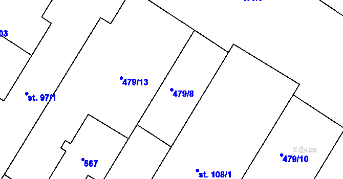 Parcela st. 479/8 v KÚ Trojovice, Katastrální mapa