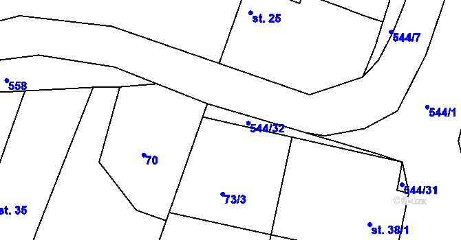 Parcela st. 544/32 v KÚ Trojovice, Katastrální mapa