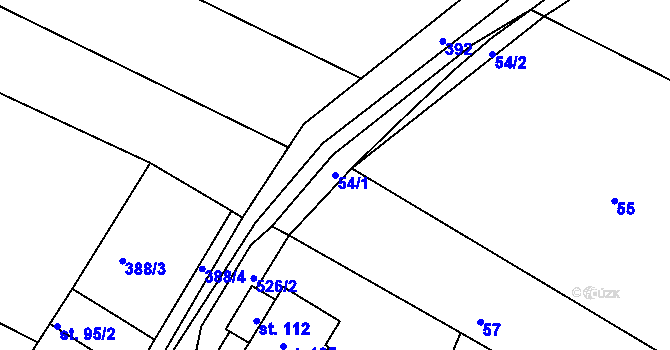 Parcela st. 54/1 v KÚ Trojovice, Katastrální mapa