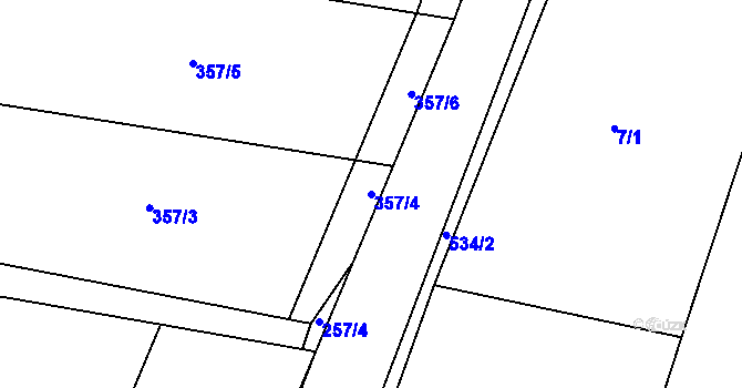 Parcela st. 357/4 v KÚ Trojovice, Katastrální mapa