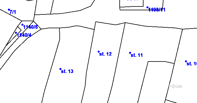 Parcela st. 12 v KÚ Trokavec, Katastrální mapa