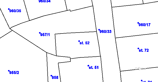 Parcela st. 52 v KÚ Trokavec, Katastrální mapa
