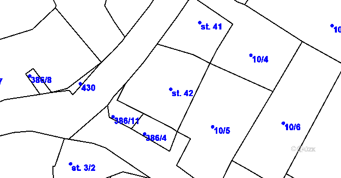 Parcela st. 42 v KÚ Vísky, Katastrální mapa