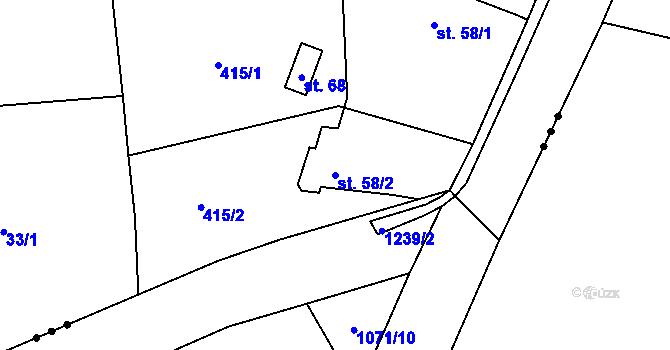 Parcela st. 58/2 v KÚ Vísky, Katastrální mapa