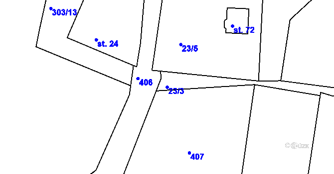 Parcela st. 23/3 v KÚ Vísky, Katastrální mapa