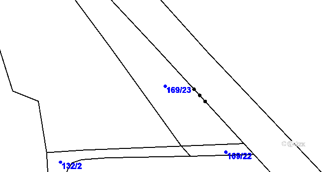 Parcela st. 169/23 v KÚ Vísky, Katastrální mapa