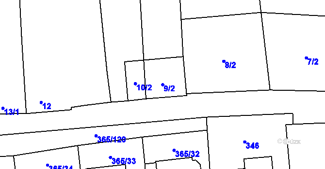 Parcela st. 9/2 v KÚ Troskotovice, Katastrální mapa