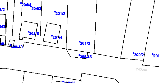 Parcela st. 201/3 v KÚ Troskotovice, Katastrální mapa