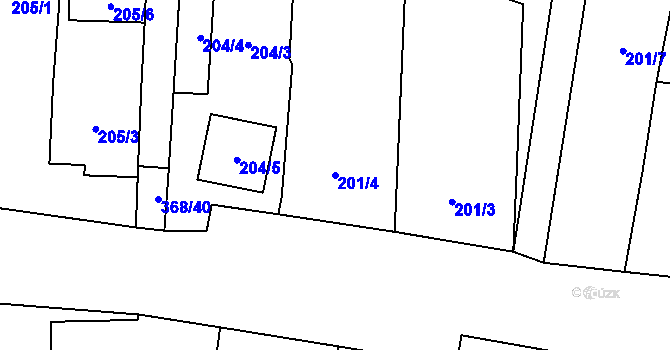 Parcela st. 201/4 v KÚ Troskotovice, Katastrální mapa