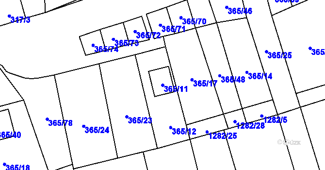 Parcela st. 365/11 v KÚ Troskotovice, Katastrální mapa