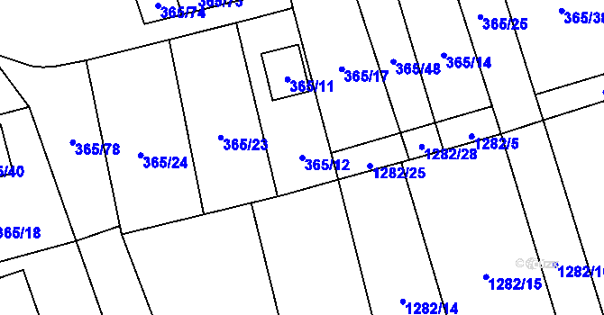 Parcela st. 365/12 v KÚ Troskotovice, Katastrální mapa