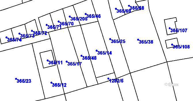 Parcela st. 365/14 v KÚ Troskotovice, Katastrální mapa