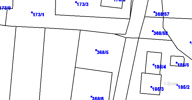 Parcela st. 368/5 v KÚ Troskotovice, Katastrální mapa