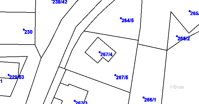 Parcela st. 267/4 v KÚ Troskotovice, Katastrální mapa