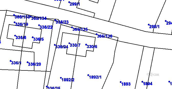 Parcela st. 330/6 v KÚ Troskotovice, Katastrální mapa