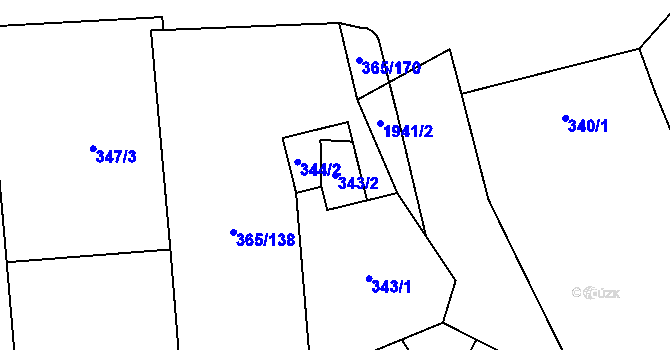 Parcela st. 343/2 v KÚ Troskotovice, Katastrální mapa