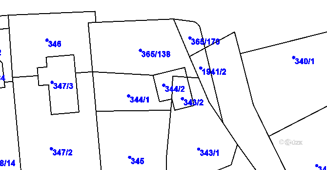 Parcela st. 344/2 v KÚ Troskotovice, Katastrální mapa