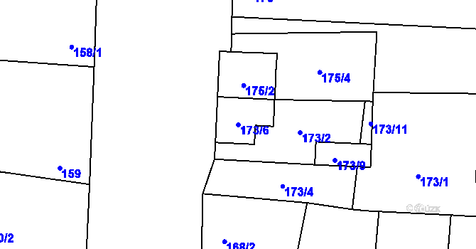 Parcela st. 173/6 v KÚ Troskotovice, Katastrální mapa