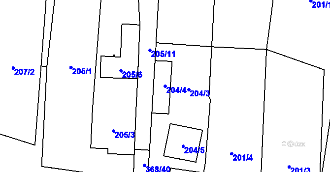 Parcela st. 204/4 v KÚ Troskotovice, Katastrální mapa