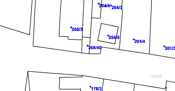 Parcela st. 368/40 v KÚ Troskotovice, Katastrální mapa