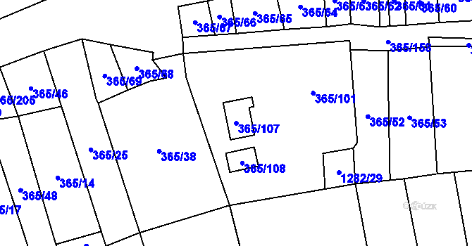 Parcela st. 365/107 v KÚ Troskotovice, Katastrální mapa