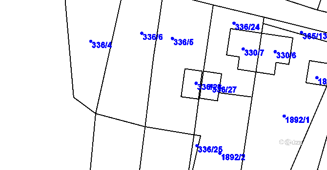 Parcela st. 336/20 v KÚ Troskotovice, Katastrální mapa