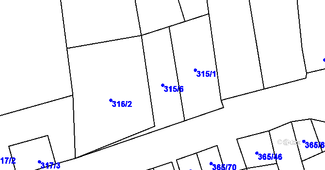 Parcela st. 315/6 v KÚ Troskotovice, Katastrální mapa