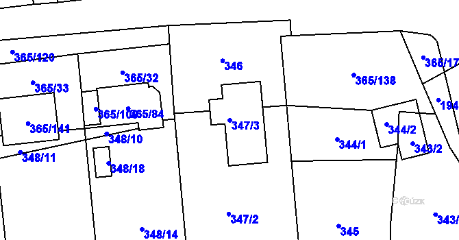 Parcela st. 347/3 v KÚ Troskotovice, Katastrální mapa