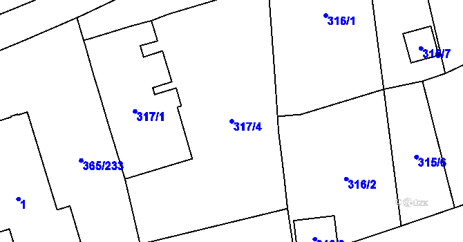 Parcela st. 317/4 v KÚ Troskotovice, Katastrální mapa