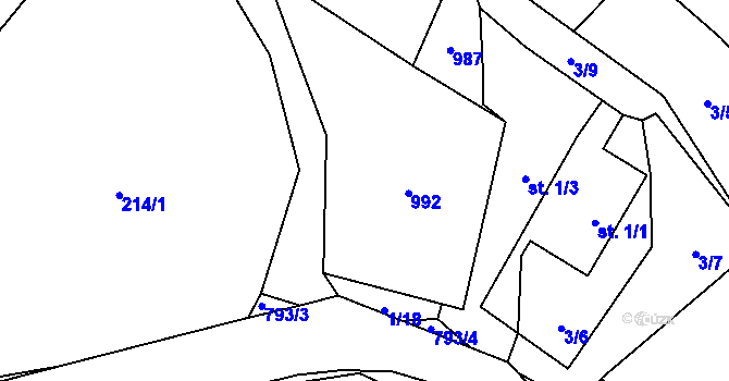 Parcela st. 1/2 v KÚ Troskovice, Katastrální mapa