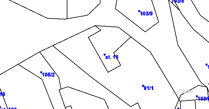 Parcela st. 16 v KÚ Troskovice, Katastrální mapa