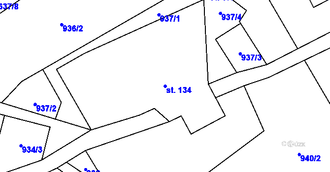 Parcela st. 134 v KÚ Troskovice, Katastrální mapa