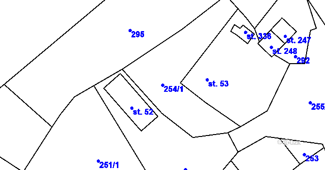 Parcela st. 254/1 v KÚ Troskovice, Katastrální mapa