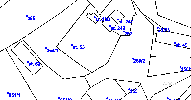 Parcela st. 254/2 v KÚ Troskovice, Katastrální mapa