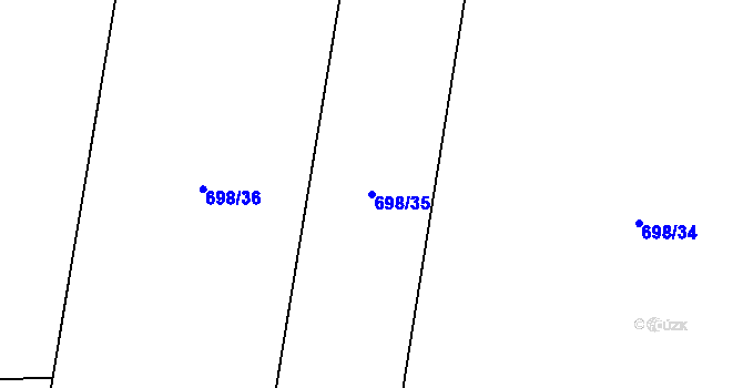Parcela st. 698/35 v KÚ Troskovice, Katastrální mapa