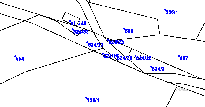 Parcela st. 824/17 v KÚ Troskovice, Katastrální mapa