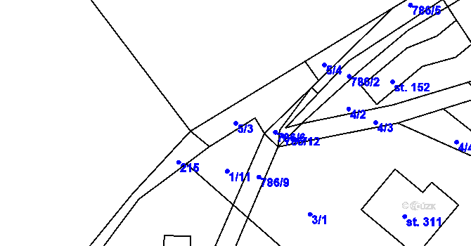 Parcela st. 5/3 v KÚ Troskovice, Katastrální mapa