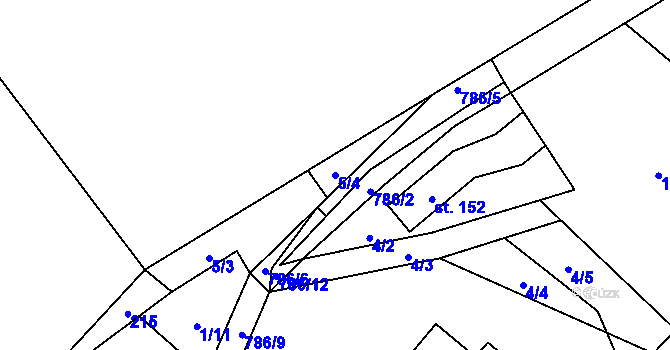 Parcela st. 5/4 v KÚ Troskovice, Katastrální mapa