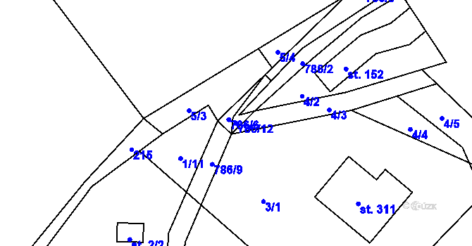 Parcela st. 786/12 v KÚ Troskovice, Katastrální mapa