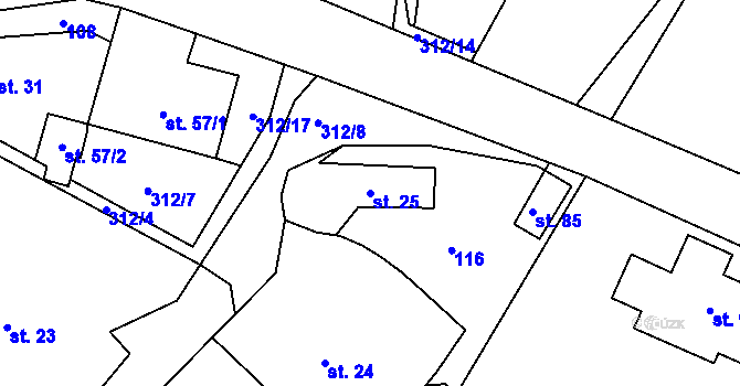 Parcela st. 25 v KÚ Trotina, Katastrální mapa