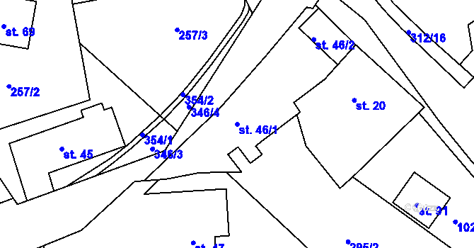 Parcela st. 46/1 v KÚ Trotina, Katastrální mapa