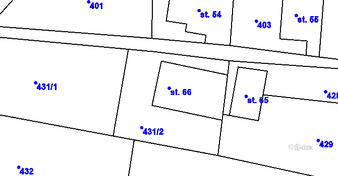 Parcela st. 66 v KÚ Zábřezí, Katastrální mapa