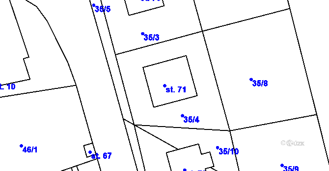 Parcela st. 71 v KÚ Zábřezí, Katastrální mapa