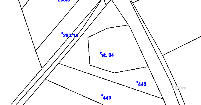 Parcela st. 84 v KÚ Zábřezí, Katastrální mapa