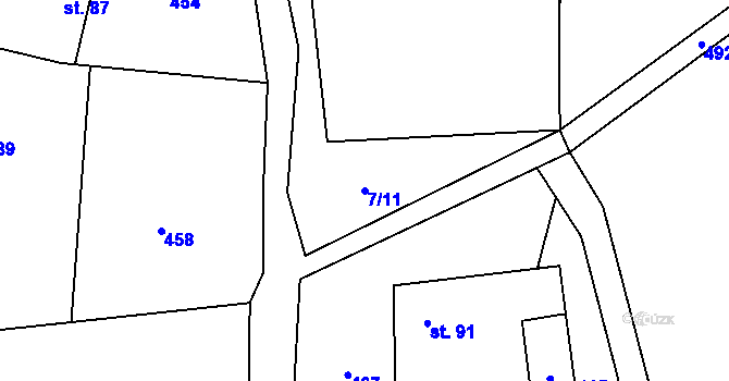 Parcela st. 7/11 v KÚ Zábřezí, Katastrální mapa