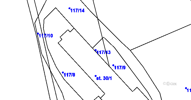 Parcela st. 117/13 v KÚ Zábřezí, Katastrální mapa