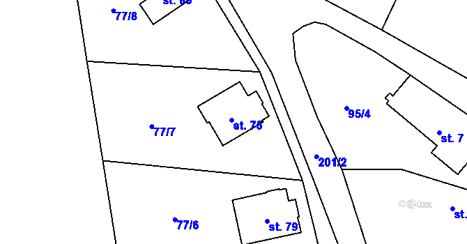 Parcela st. 75 v KÚ Zdobín, Katastrální mapa
